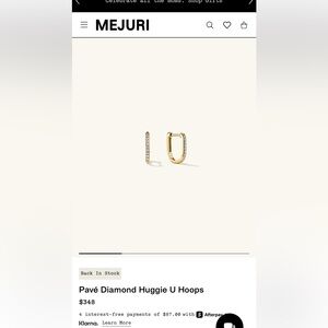 Mejuri Gold Pavé Diamond Huggie U Hoops